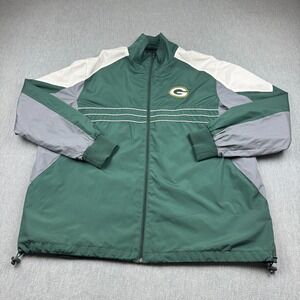 Green Bay Packers‎ Jacket Mens 2XL XXL Green Windbreaker Full Zip NFL Football